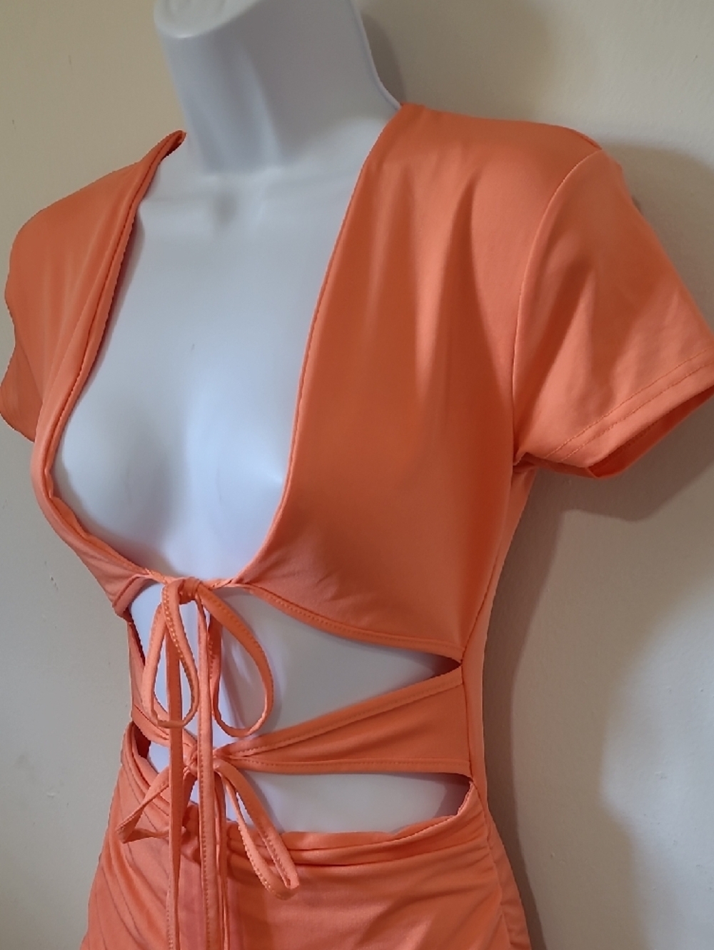 SHEIN Coral-Peach Elastic Waist Dress